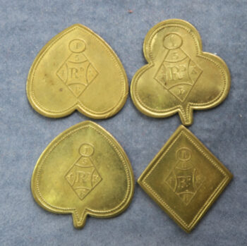 MB110023 Brass gaming card counters in shape of 4 suits by Dipple