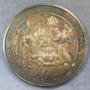 MB110028 GB Thomason Bible series: Julius Caesar murdered in the Senate silvered bronze medal 1830
