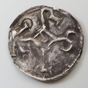 France Carolingian - Charles the Bald 843-77 AD silver Obol minted at Melle - monogram type