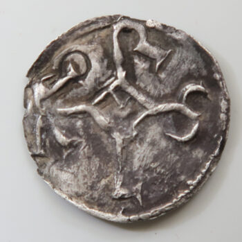 France Carolingian - Charles the Bald 843-77 AD silver Obol minted at Melle - monogram type