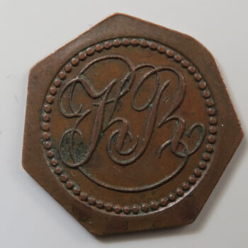 Zoll Marke German bridge token 7 sided copper Berlin KR = Kunowski and Roch Bridge (owners)