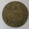 Hungary Budapest 40 filler brass token for glass deposit at Central Dairy stork revalued