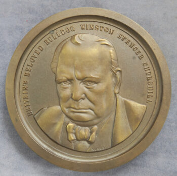 MB110042 Sir Winston Churchill Centenary Picture Medals box bronzed medal as issued 1974