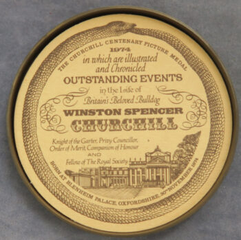 MB110042 Sir Winston Churchill Centenary Picture Medals box bronzed medal as issued 1974