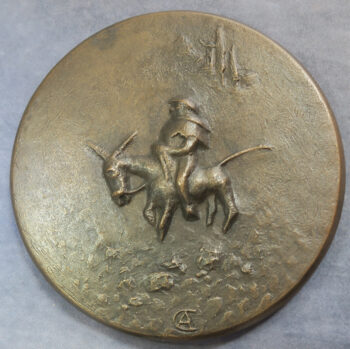 MB110050 Don Quixote and Sancho Panza cast bronze art medal by Chevalard 1964