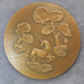 MB110054 France. Bronze medal Jean Hugo painter with unicorn reverse 1978