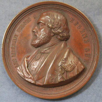 MB110076 Belgium bronze medal by Hart of Eugene Sue author writer 1845
