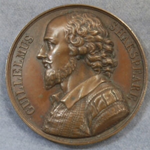 MB110086 GB William Shakespeare copper medal by Barre. 1844 280th anniversary of birth. Tragedies & Histories