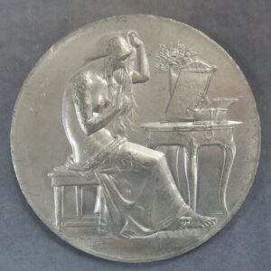 MB110100 France Prix de Rome medal series in pewter Jeune Fille a sa Toilette by Dammann 1908