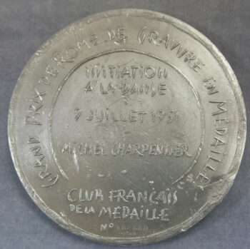 MB110103 France Prix de Rome medal series in pewter Initiation a la Danse by Michel Charpentier 1951