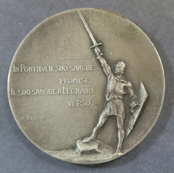 MB110104 Italy Battle of Legnano 1176 monument erected 1900 silver medal Barbarossa v Lombards Knight