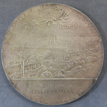 MB110108 France. Exposition Nationale Coloniale Rouen Normandy 1896 by Oscar Roty silvered bronze medal