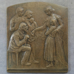 MB110111 Czech/French Bronze uniface plaquette Charity Secours Mutuels Insurance by ? Kautsch c. 1900