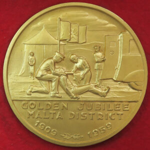MB110112 St John Ambulance Brigade Malta Golden Jubilee 1959 gilt bronze medal