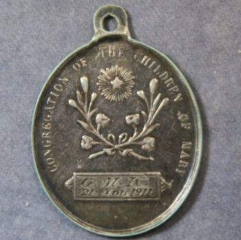 MB110122 Warwickshire St Mary’s Priory Princethorpe silver medal 1911 Catholic Congregation of the Children of Mary