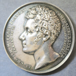 MB110126 Felix Blangini French lyrical composer born 1781 Italy died 1841 Paris silver medal by LevequeMB110126 Felix Blangini French lyrical composer born 1781 Italy died 1841 Paris silver medal by Leveque