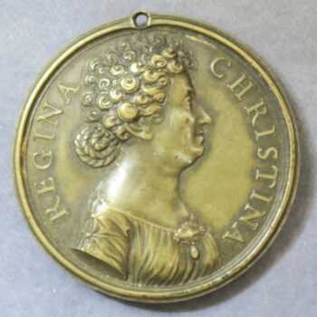 MB110138 Sweden Queen Christina bronze medal by Guglielmada with globe reverse Non Sufficit