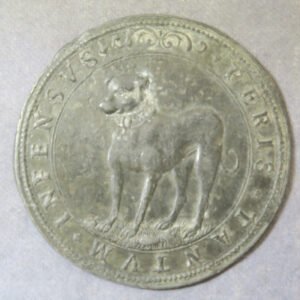 MB110142 Renaissance Italy Gaspare Moroni Mola Greyhound reverse only of medal Vincenzo II Gonzaga 1626 lead
