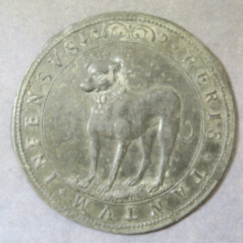 MB110142 Renaissance Italy Gaspare Moroni Mola Greyhound reverse only of medal Vincenzo II Gonzaga 1626 lead