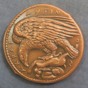 MB110151 Monnaie de Paris copper reproduction ancient Agrigentum Sicily tetradrachm AKRAGAS coin Eagle & hare 1969