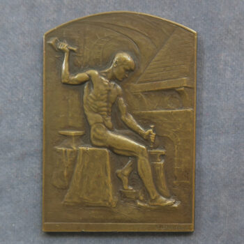 MB110162 Netherlands/Belgium bronze medal 1907 commemorative meeting Naked man Minting by Jourdain