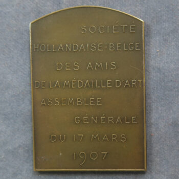 MB110162 Netherlands/Belgium bronze medal 1907 commemorative meeting Naked man Minting by Jourdain
