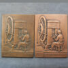 MB110163 Portugal The Imprensa Nacional–Casa da Moeda INCM National mint copper medal plaque 1976 Moedeiro x 2 pieces