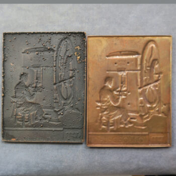 MB110163 Portugal The Imprensa Nacional–Casa da Moeda INCM National mint copper medal plaque 1976 Moedeiro x 2 pieces