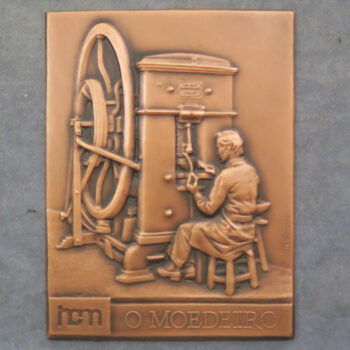MB110163 Portugal The Imprensa Nacional–Casa da Moeda INCM National mint copper medal plaque 1976 Moedeiro x 2 pieces