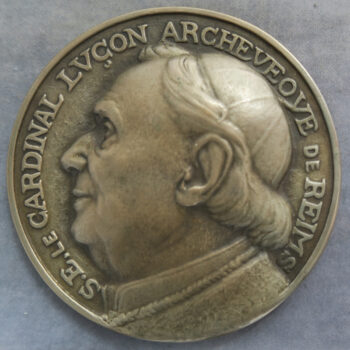 MB110168 France cast bronze medal Cardinal Lucon Archeveque de Reims by Niclausse 1928 SFAM