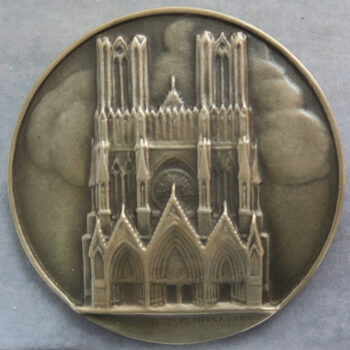 MB110168 France cast bronze medal Cardinal Lucon Archeveque de Reims by Niclausse 1928 SFAM