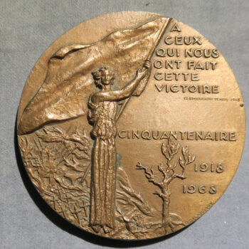 MB110174 France 50th anniversary end of WWI 1918-1968 bronze medal Cessez le Feu!