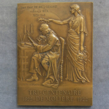 MB110175 France 300th anniversary of Moliere 1922 bronze medal by Prudhomme 1948 awarded