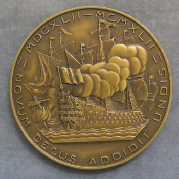 MB110176 France Costentin Comte de Tourville Marechal de France bronze medal 300th anniversary 1642-1942 by Turin