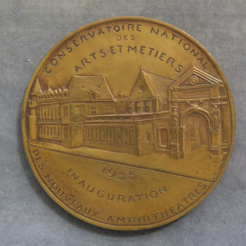 MB110182 France Conservatoire National des Arts et Metiers 1933 bronze medal by Rivaud Art Deco
