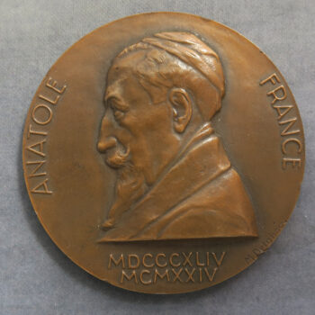 MB110185 Art Deco: Anatole France writer Parisian bronze medal by Delannoy