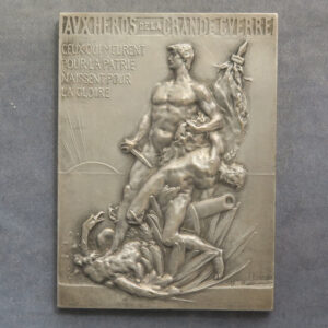 MB110187 Communes de France tribute medal plaque WW1 REDON to army veteran silvered bronze