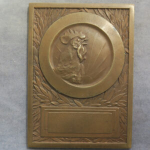 MB110189 France bronze medal award plaque c. 1930 Art Deco Cockerel