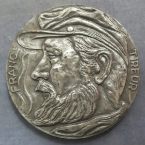MB110195 France Centenary commemorative of the Chateadun Franc Tireur - Sniper silver medal 1970