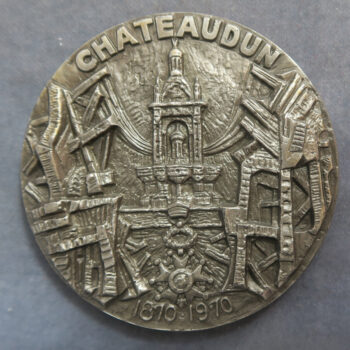 MB110195 France Centenary commemorative of the Chateadun Franc Tireur - Sniper silver medal 1970