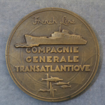 MB110201 Flandre French Line ocean liner cruise ship Art Deco bronze medal 1951