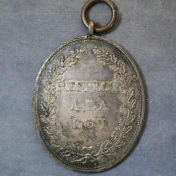MB110211 French Revolution - silver plated oval badge Respect à la loi c. 1795 looped