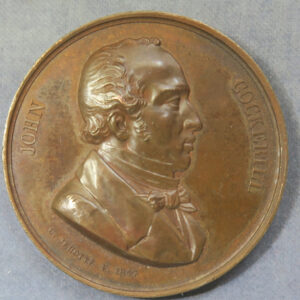 John Cockerill, Lancastrian Ironmaster - founder of foundry at Seraing near Liege Belgium bronze medal by Jehotte 1871 statue erected