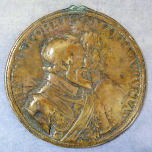 Henry IV of France & Marie of Austria portrait medal by G Dupre - uniface secondary cast of medal made to commemorate birth of Dauphin in 1603