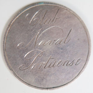 Engraved silver prize medal - Club Navale Portuense Porto , Portugal sailing 1864