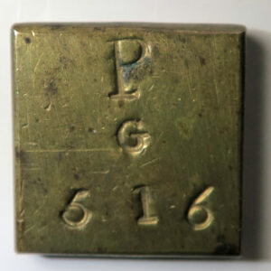 GB: 19-20th century coin related bullion weight.  Brass incuse to weigh 516 Grains