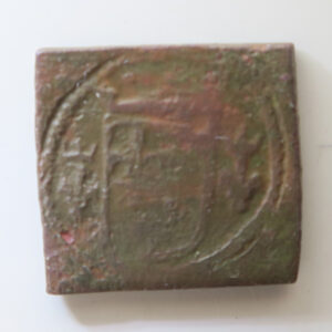 Low Countries square brass coin weight Antwerp maker WBG to weigh France Ecu d'or