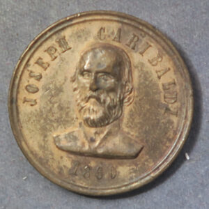 Italy - Garibaldi visit to England 1860 brass commemorative brass medal in English