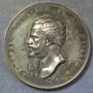 Silver Exhibition prize medal 1871 Naples Industrial Expo - Italy Vittorio Emanuele III portrait