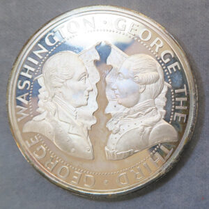 1776-1976 USA Bicentennial medal silver 63.22g (2 ounces) George III & George Washington